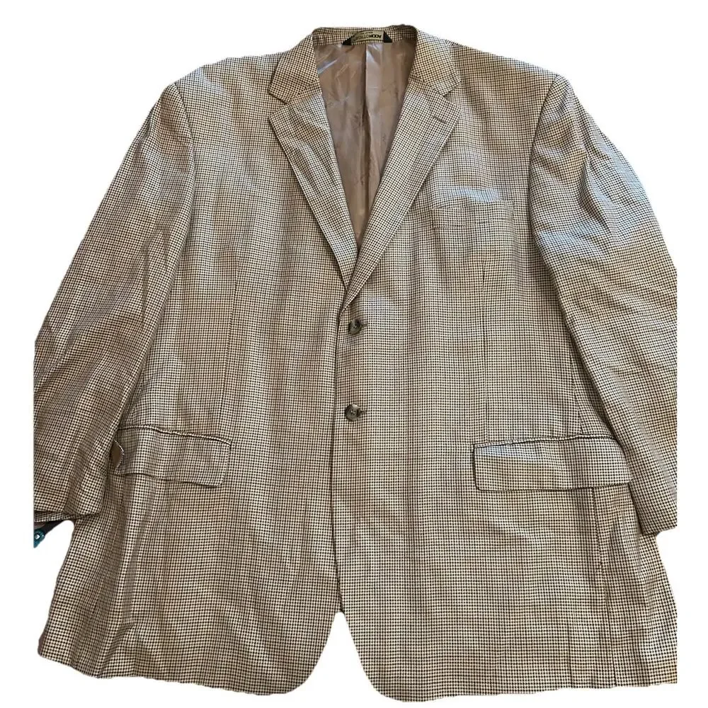 Pronto Moda Italia Blazer 52R Houndstooth Silk Wool Cashmere Lana Lux Sport Coat